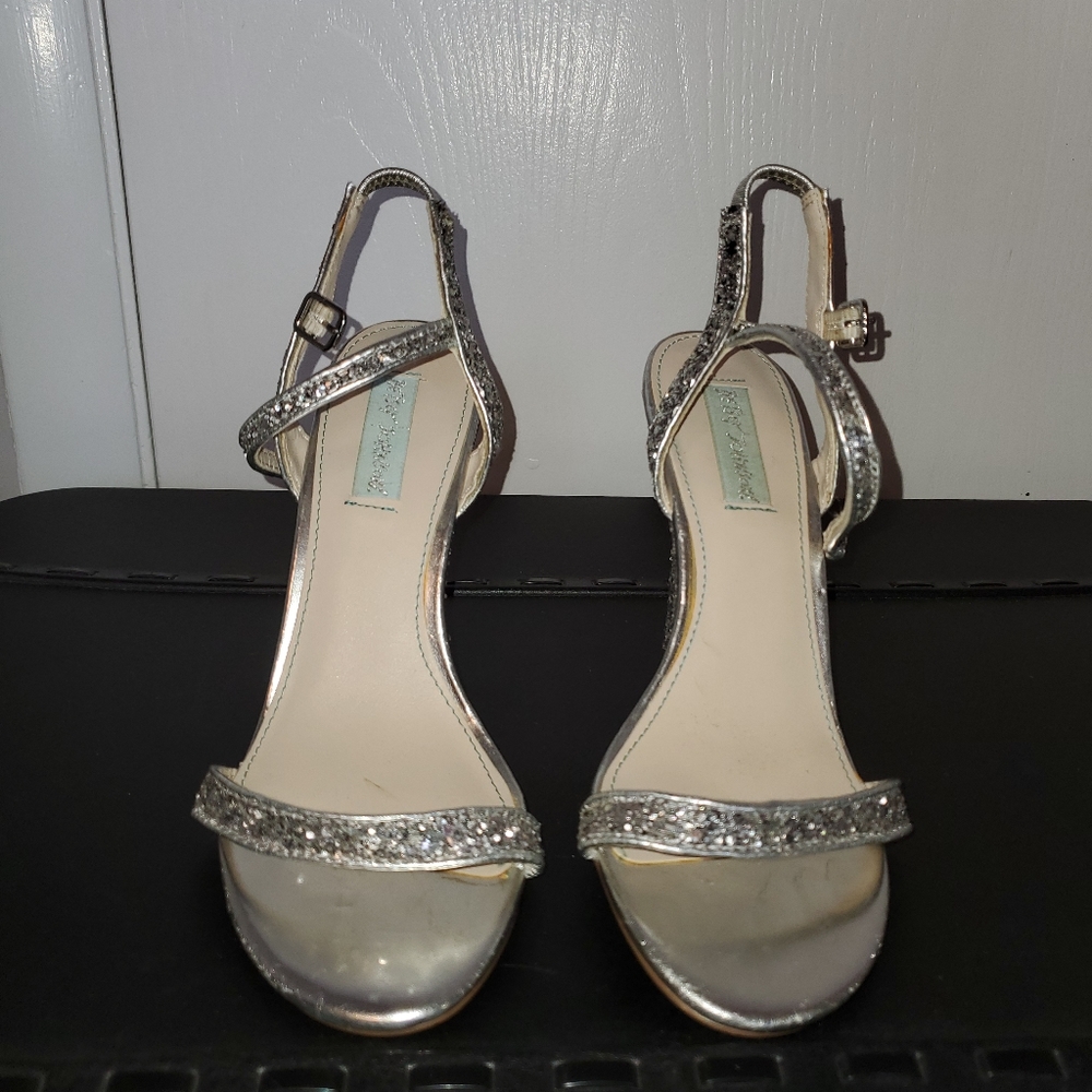 Silver glitter wedge